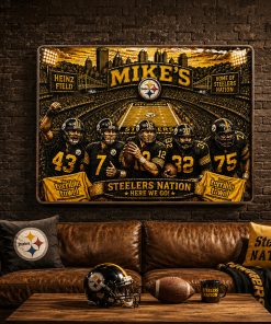 Alternative view of High-Gloss Printed Pittsburgh Steelers Wooden Wall Art – Custom Name