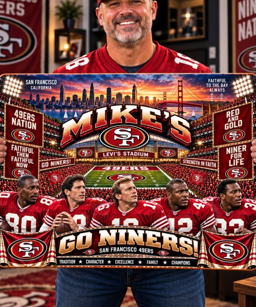 Alternative view of High-Gloss Printed San Francisco 49ers Wooden Wall Art – Custom Name