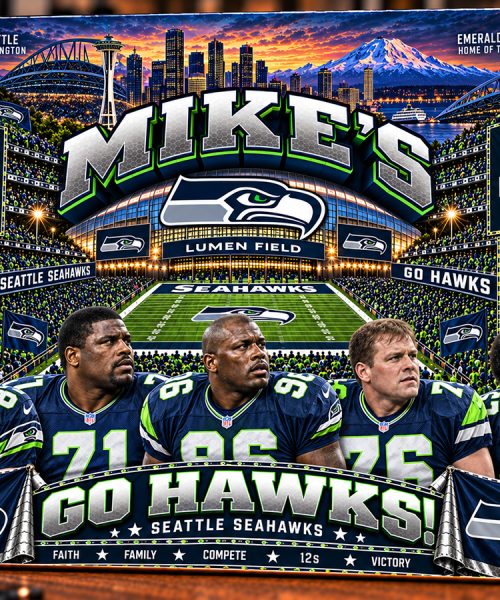 High-Gloss Printed Seattle Seahawks Wooden Wall Art – Custom Name
