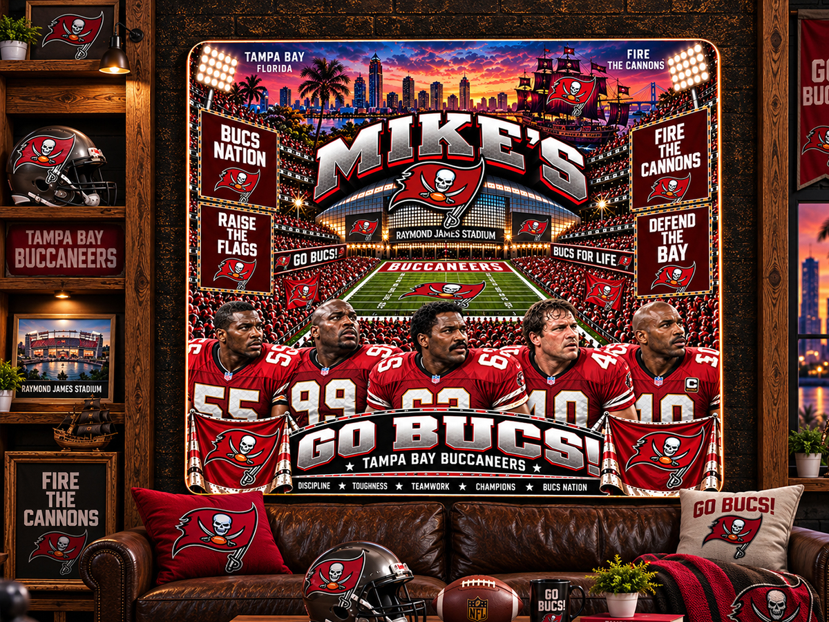 High-Gloss Printed Tampa Bay Buccaneers Wooden Wall Art – Custom Name - Image 3