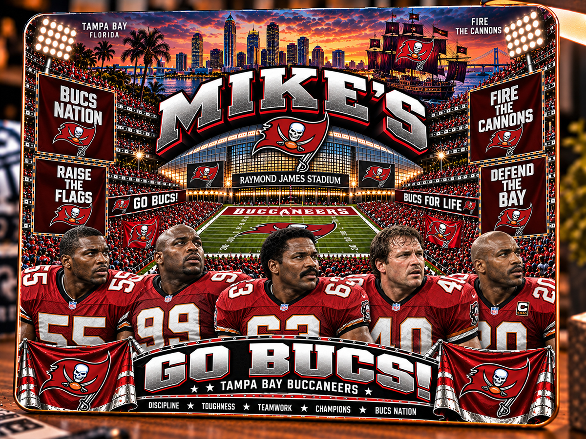 High-Gloss Printed Tampa Bay Buccaneers Wooden Wall Art – Custom Name
