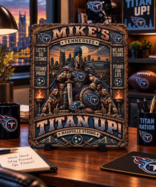 Alternative view of High-Gloss Printed Tennessee Titans Wooden Wall Art – Custom Name
