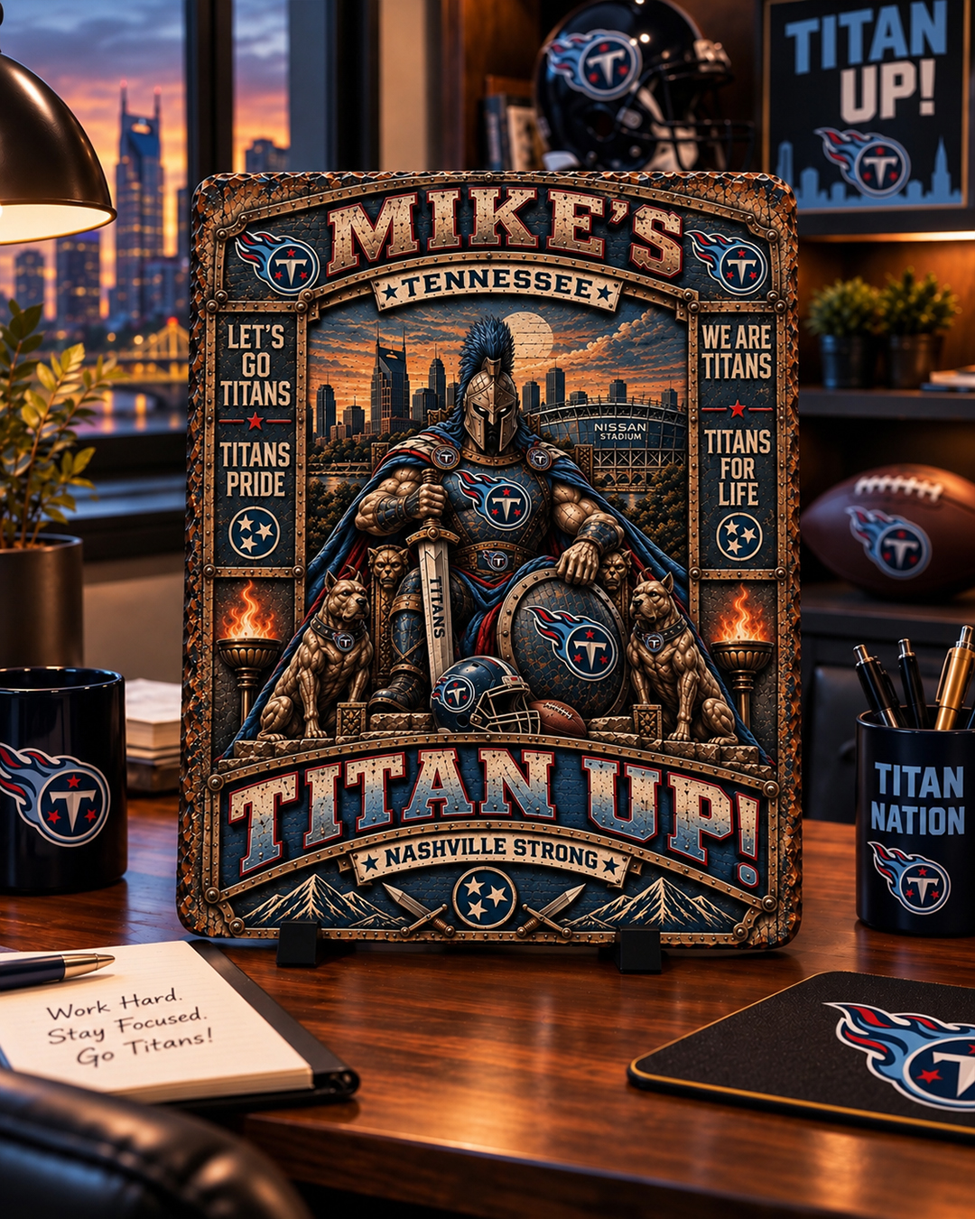 High-Gloss Printed Tennessee Titans Wooden Wall Art – Custom Name - Image 2