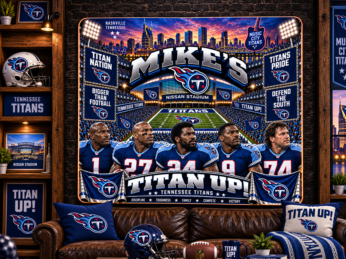 High-Gloss Printed Tennessee Titans Wooden Wall Art – Custom Name - Image 3