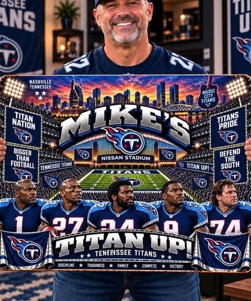 Alternative view of High-Gloss Printed Tennessee Titans Wooden Wall Art – Custom Name