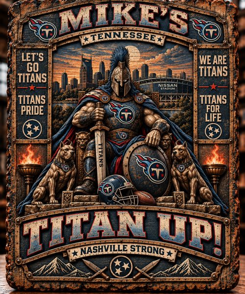 High-Gloss Printed Tennessee Titans Wooden Wall Art – Custom Name