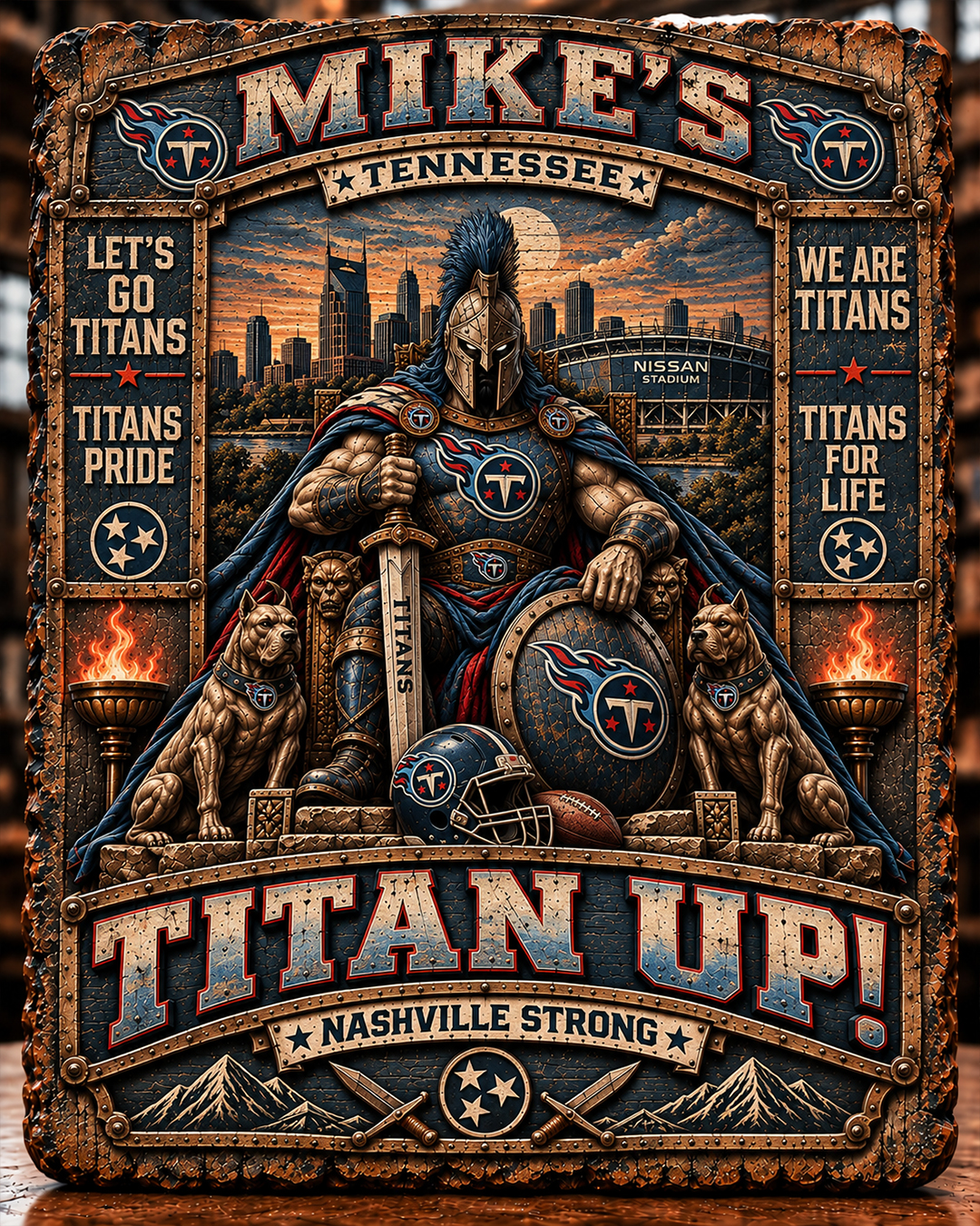 High-Gloss Printed Tennessee Titans Wooden Wall Art – Custom Name