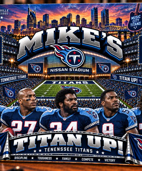 High-Gloss Printed Tennessee Titans Wooden Wall Art – Custom Name