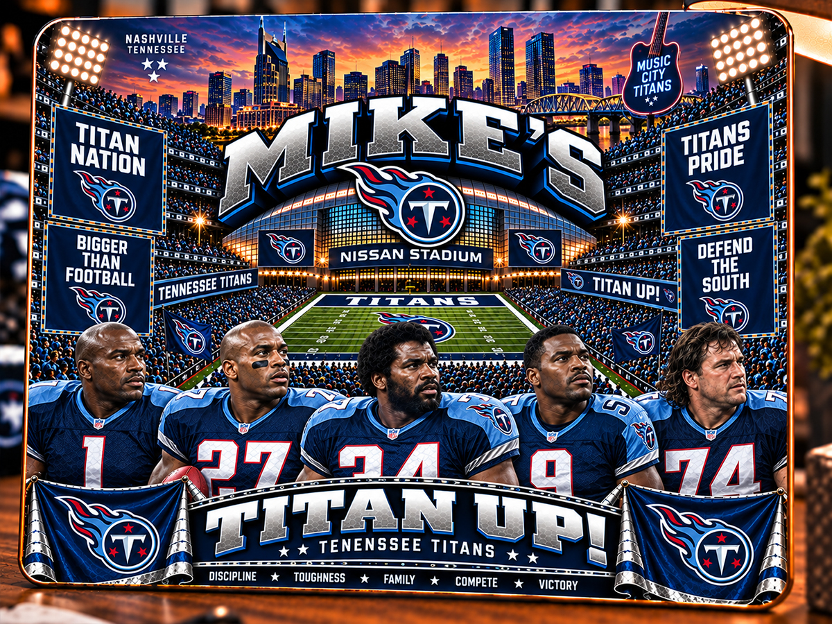 High-Gloss Printed Tennessee Titans Wooden Wall Art – Custom Name