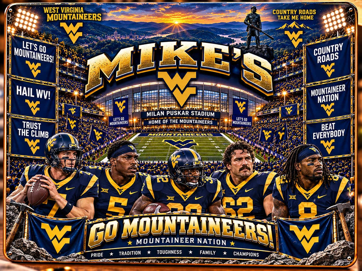 High-Gloss Printed WVU Mountaineers Wooden Wall Art – Custom Name
