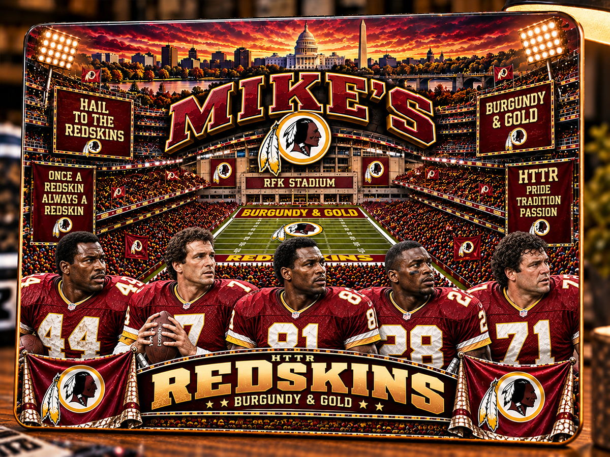 High-Gloss Printed Washington Commanders Wooden Wall Art – Custom Name