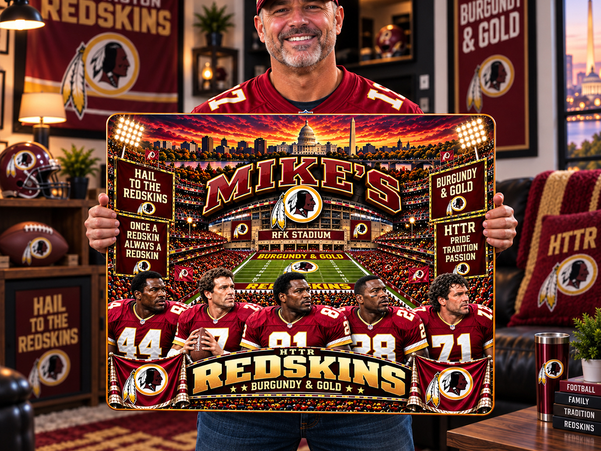 High-Gloss Printed Washington Commanders Wooden Wall Art – Custom Name - Image 2