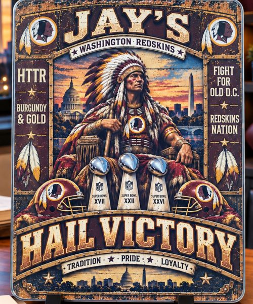 High-Gloss Printed Washington Redskins Wooden Wall Art – Custom Name