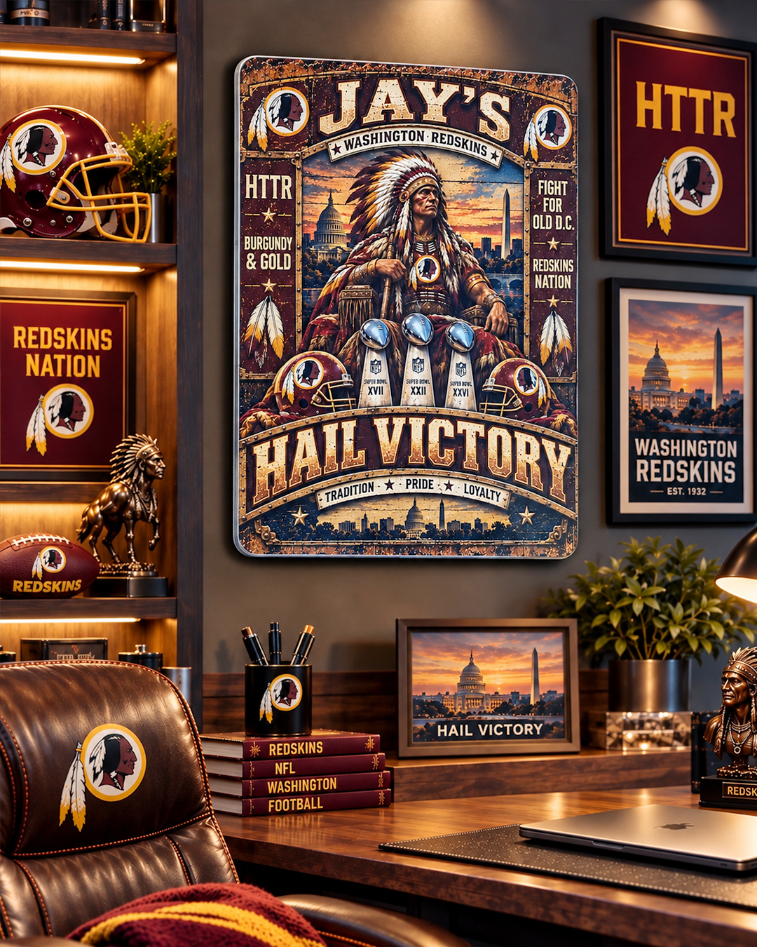 High-Gloss Printed Washington Redskins Wooden Wall Art – Custom Name - Image 2