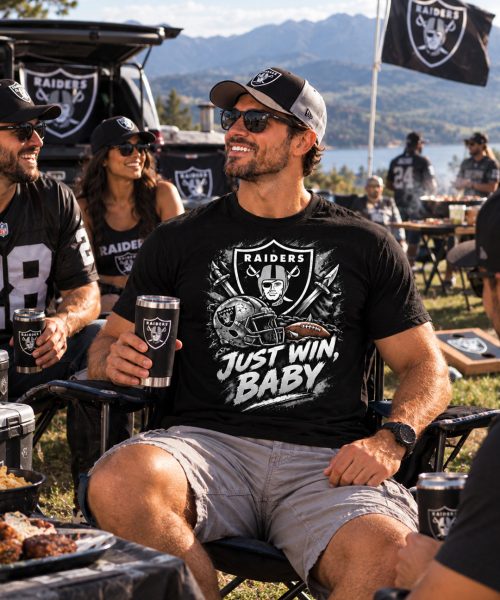Alternative view of JUST WIN, BABY - Las Vegas Raiders Vintage T-Shirt