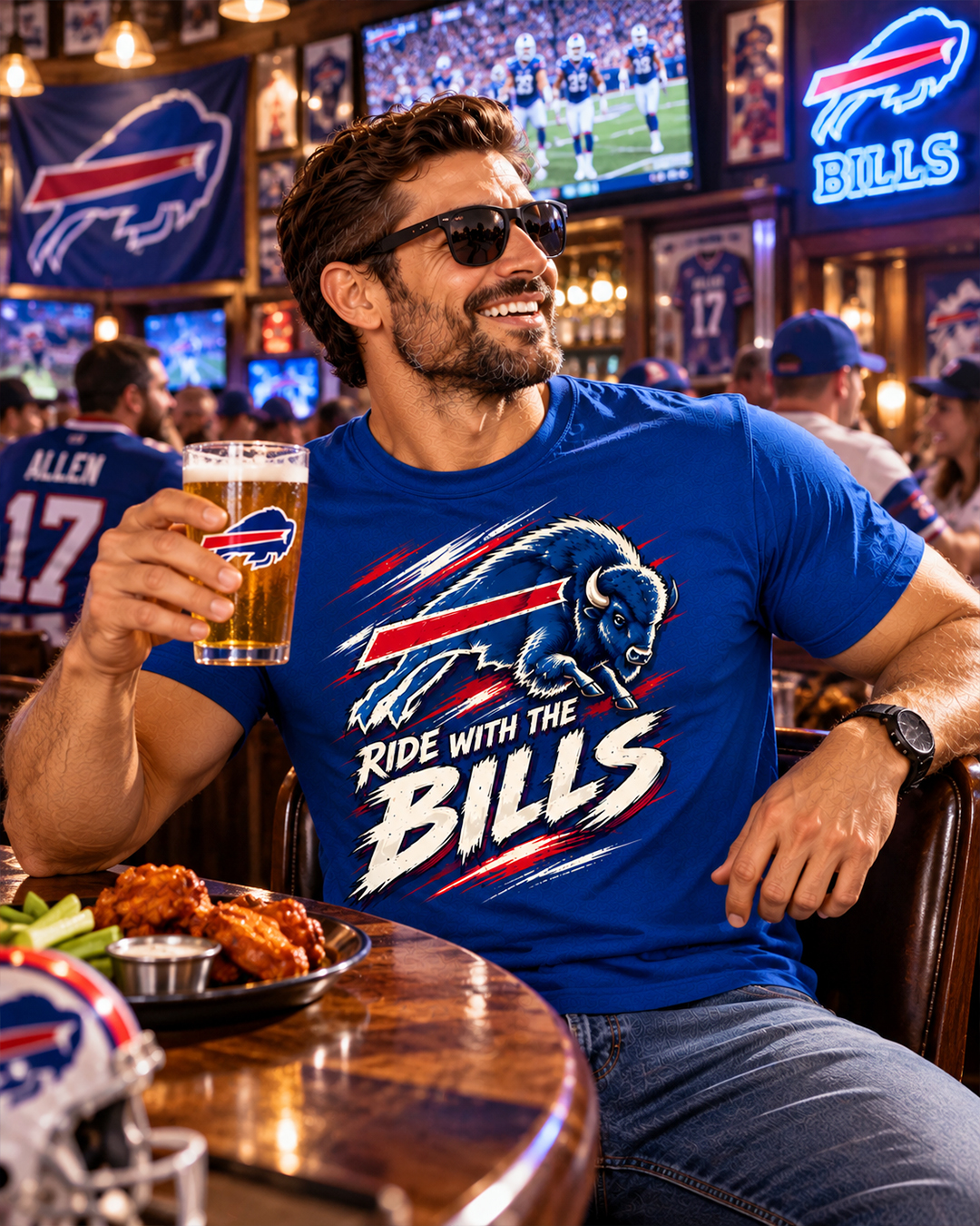 RIDE WITH THE BILLS - Buffalo Bills Vintage T-Shirt - Image 2
