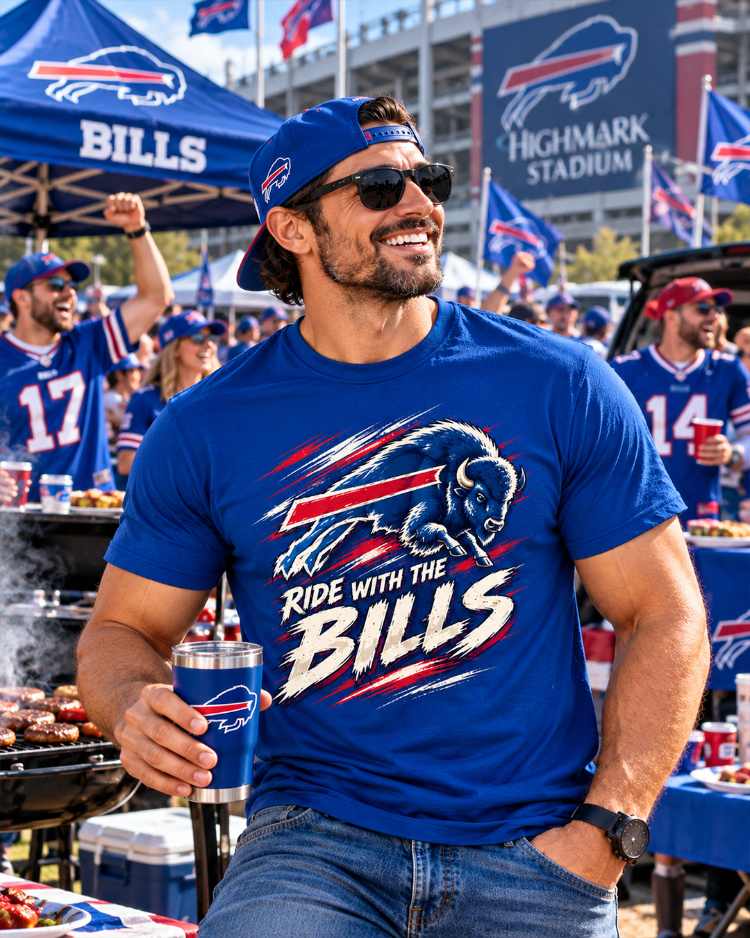 RIDE WITH THE BILLS - Buffalo Bills Vintage T-Shirt - Image 3