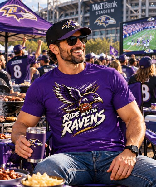 Alternative view of RIDE WITH THE RAVENS Baltimore Ravens Vintage T-Shirt