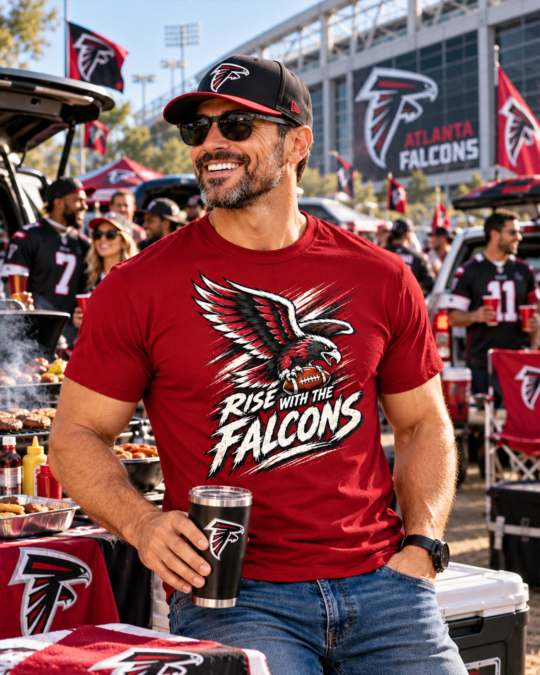 RISE WITH THE FALCONS Atlanta Falcons Vintage T-Shirt - Image 2