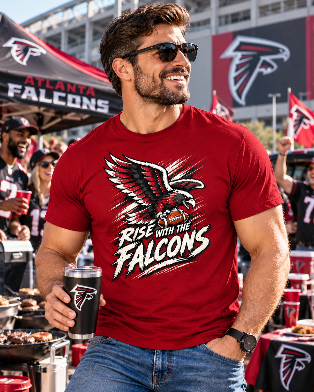 RISE WITH THE FALCONS Atlanta Falcons Vintage T-Shirt - Image 3