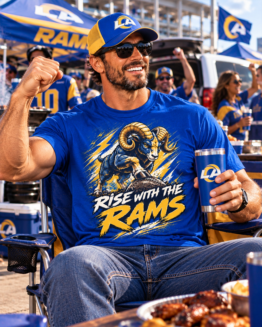 RISE WITH THE RAMS - Los Angeles Rams Vintage T-Shirt - Image 2
