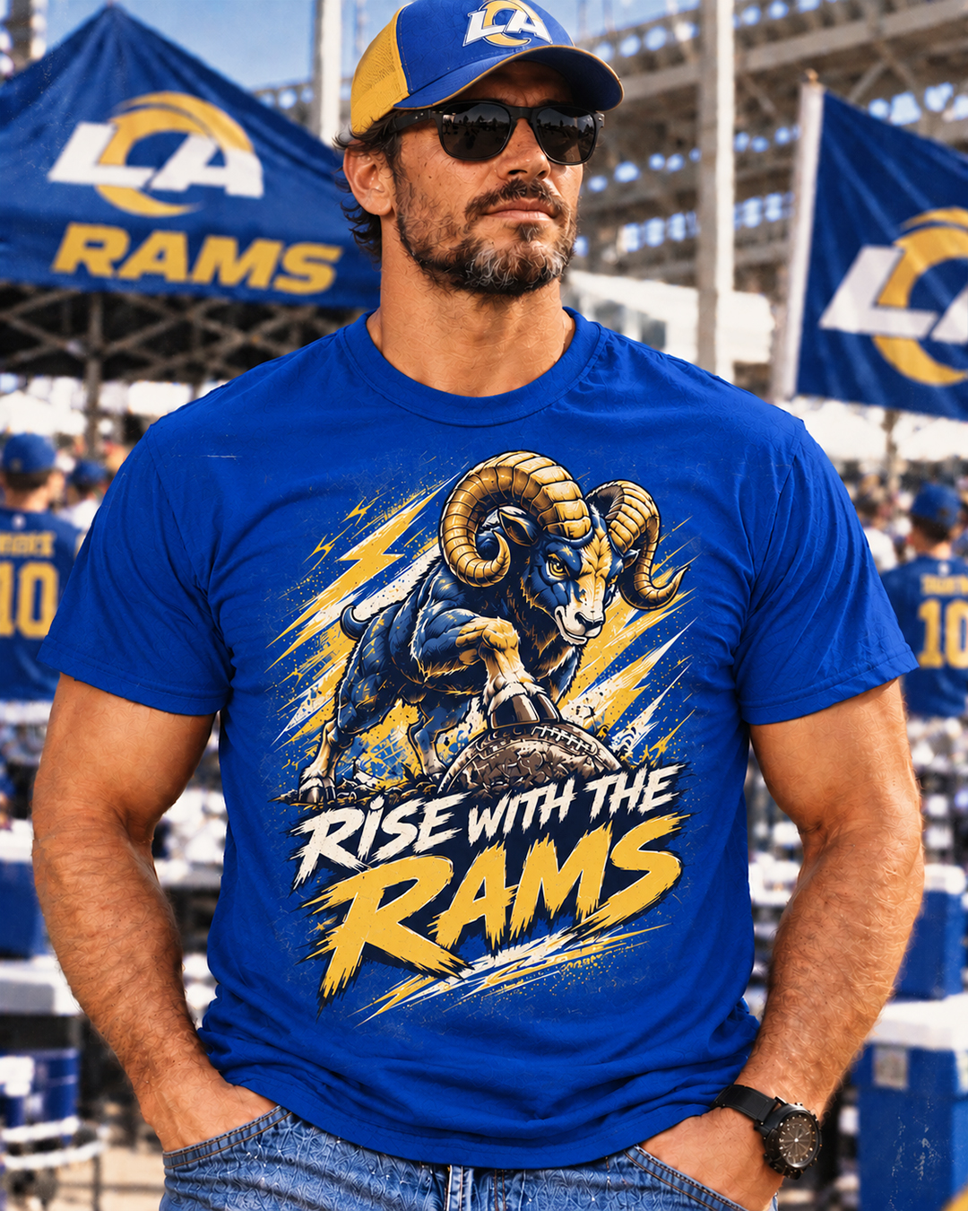 RISE WITH THE RAMS - Los Angeles Rams Vintage T-Shirt