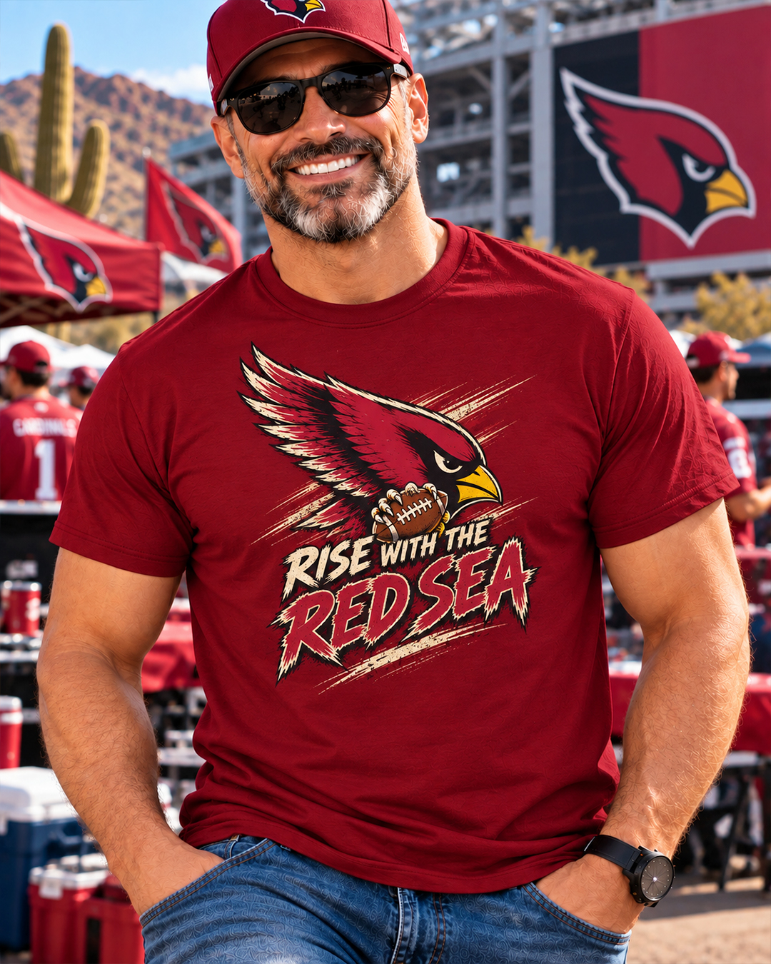 RISE WITH THE RED SEA Arizona Cardinals Vintage T-Shirt