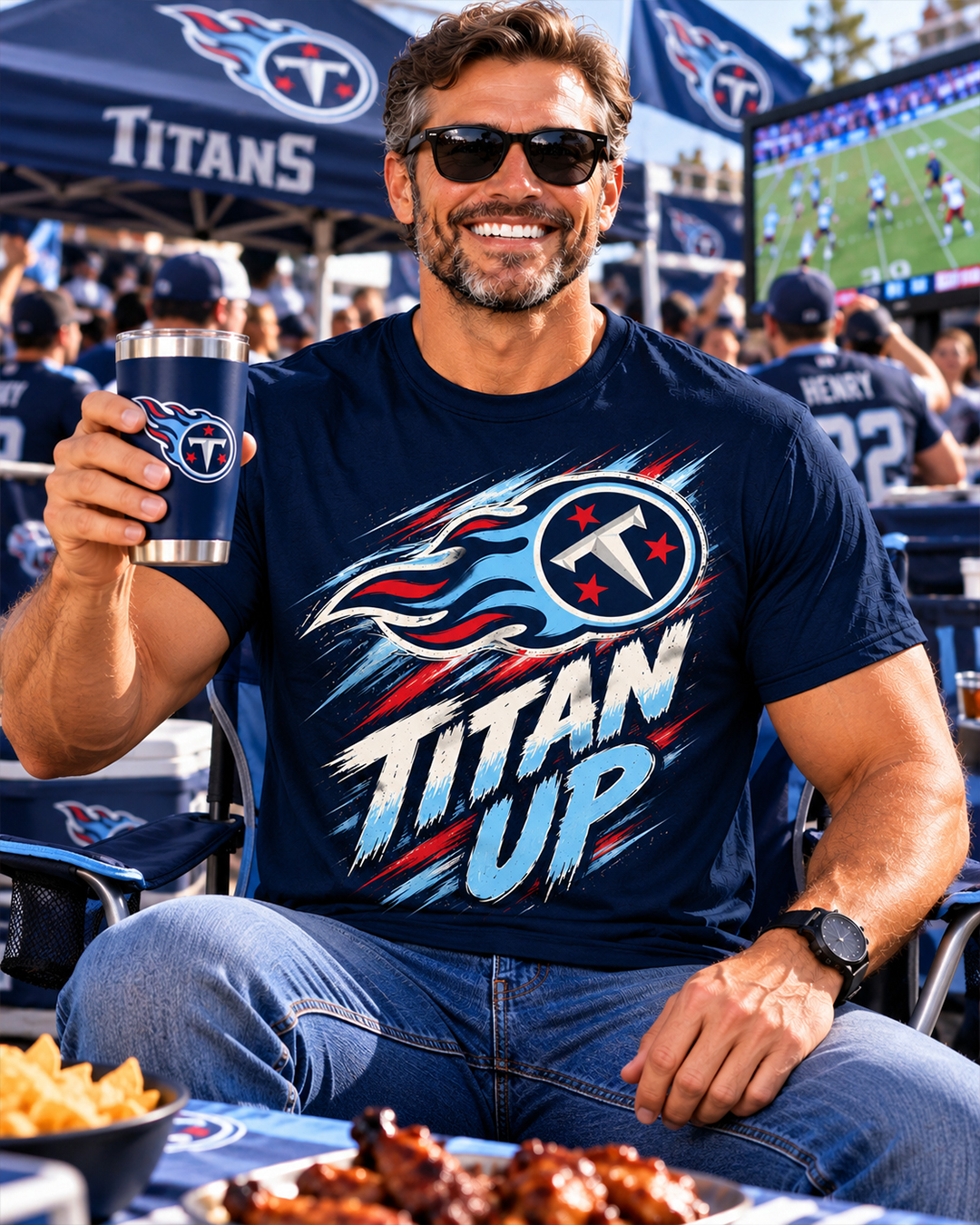 TITAN UP - Tennessee Titans Vintage T-Shirt - Image 2